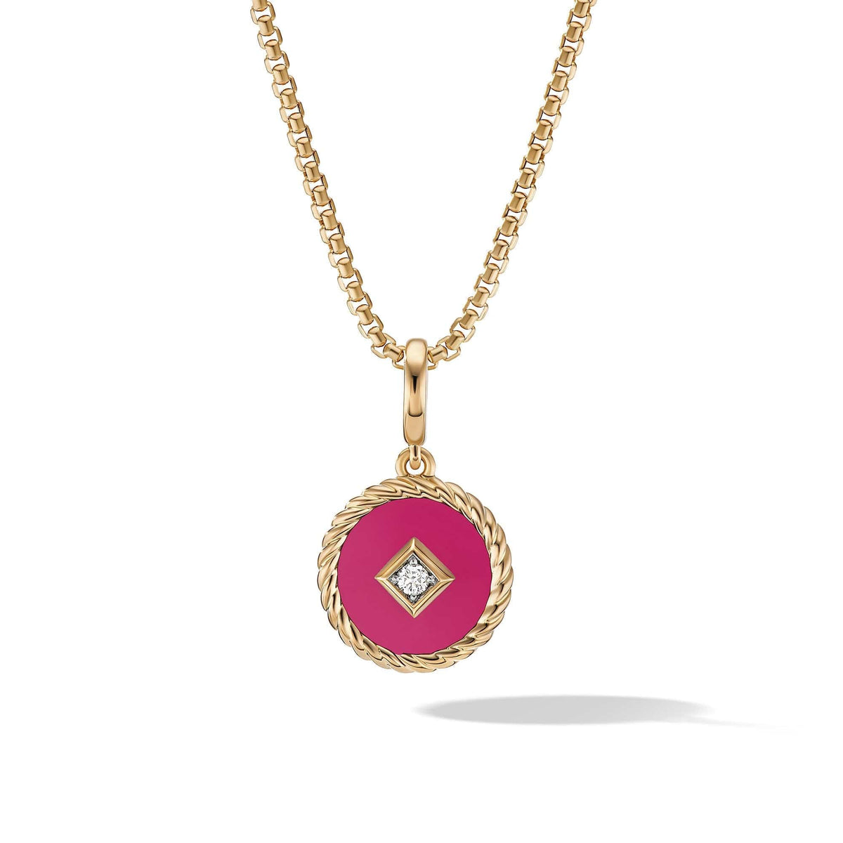 Cable Collectibles® Hot Pink Enamel Charm with 18K Yellow Gold and Diamond