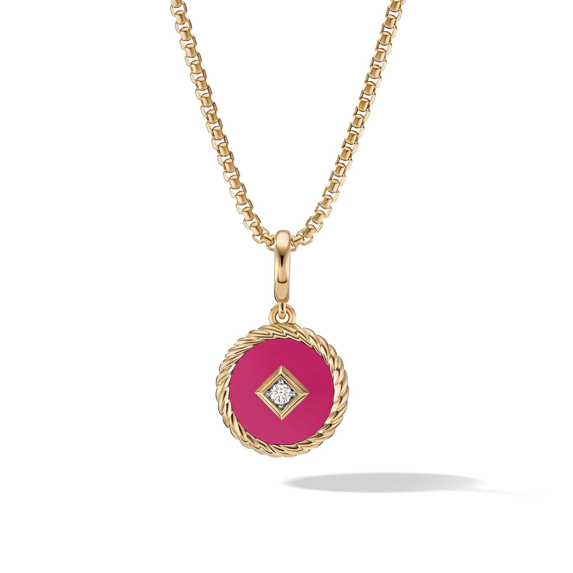 Cable Collectibles® Hot Pink Enamel Charm with 18K Yellow Gold and Diamond