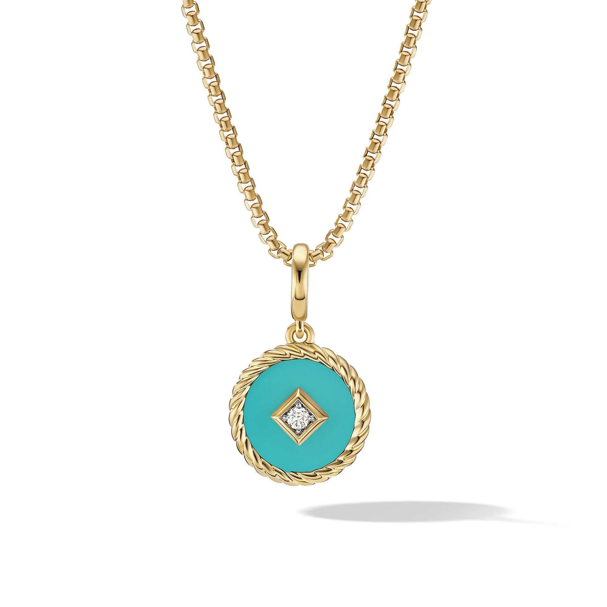 Cable Collectibles® Turquoise Enamel Charm with 18K Yellow Gold and Diamond
