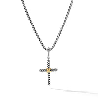 Petite X Cross Pendant in Sterling Silver with 18K Yellow Gold