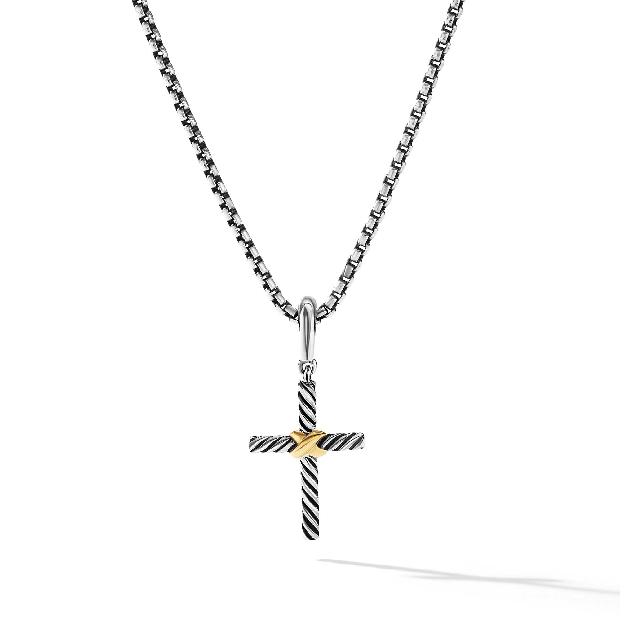 Petite X Cross Pendant in Sterling Silver with 18K Yellow Gold