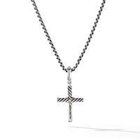 Petite X Cross Pendant in Sterling Silver with 18K Yellow Gold