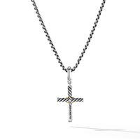 Petite X Cross Pendant in Sterling Silver with 18K Yellow Gold