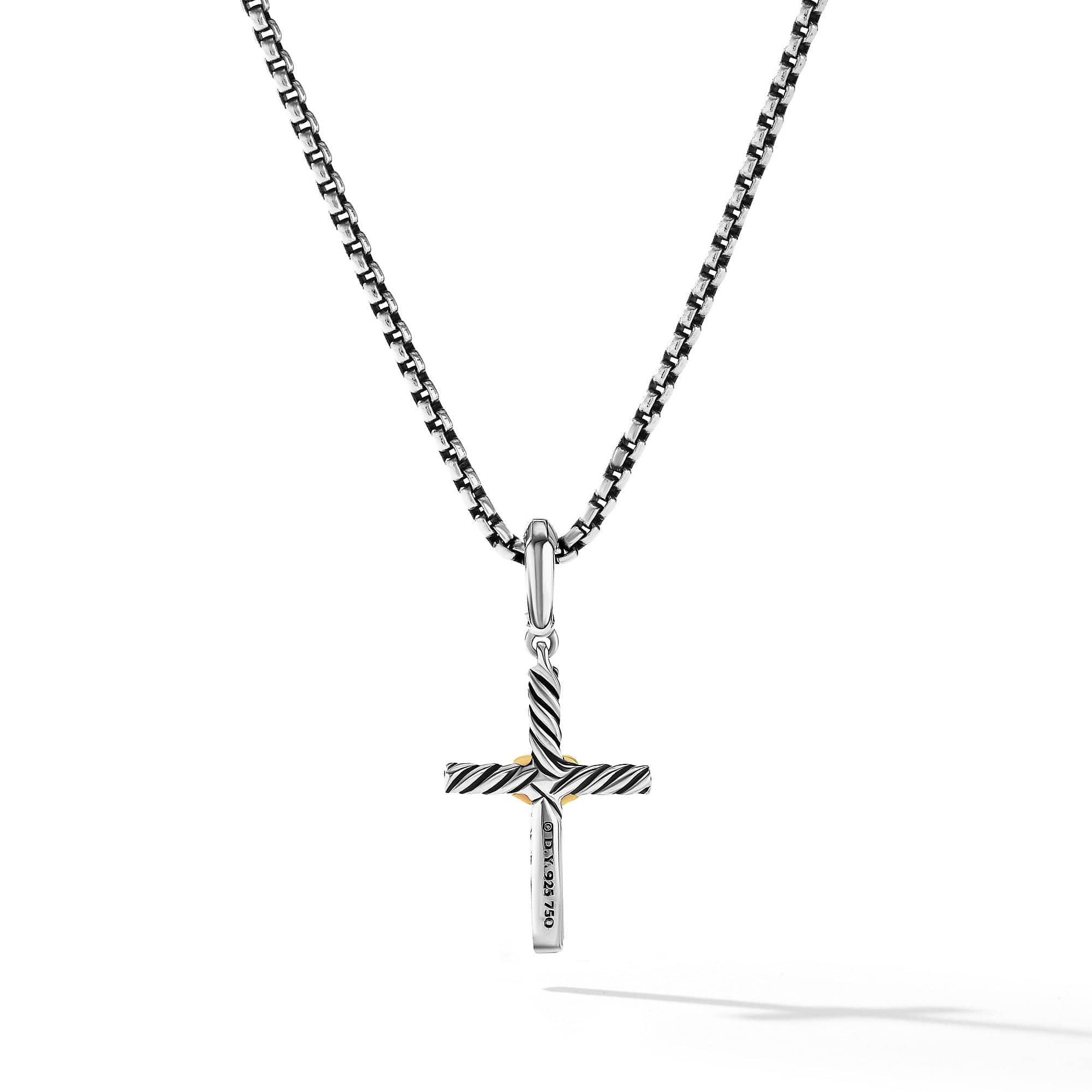 Petite X Cross Pendant in Sterling Silver with 18K Yellow Gold