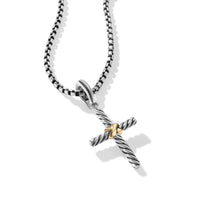 Petite X Cross Pendant in Sterling Silver with 18K Yellow Gold