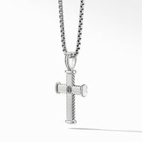 Chevron Cross Pendant with Black Diamonds