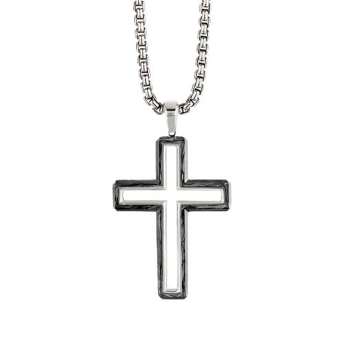 Forged Carbon Cross Pendant