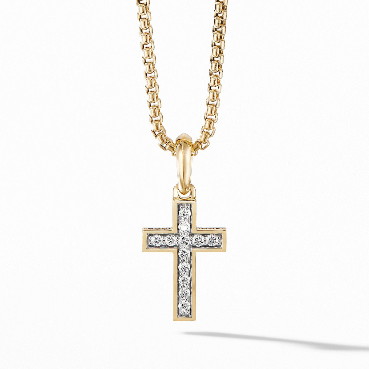 Cross Pendant in 18K Yellow Gold with Pavé Diamonds
