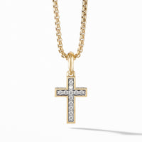 Cross Pendant in 18K Yellow Gold with Pavé Diamonds