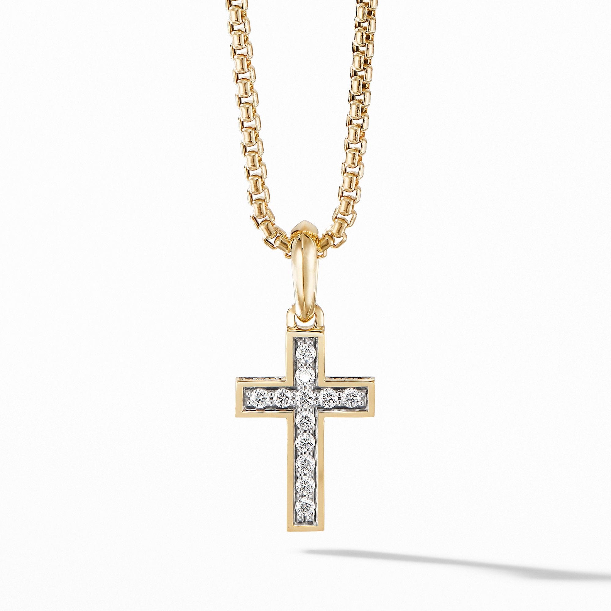 Cross Pendant in 18K Yellow Gold with Pavé Diamonds