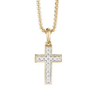 Cross Pendant in 18K Yellow Gold with Pavé Diamonds