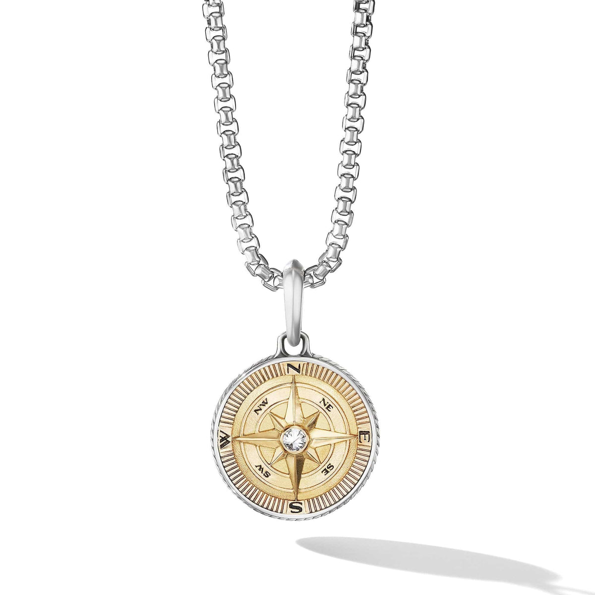 Maritime® Compass Amulet with 18K Yellow Gold and Center Diamond