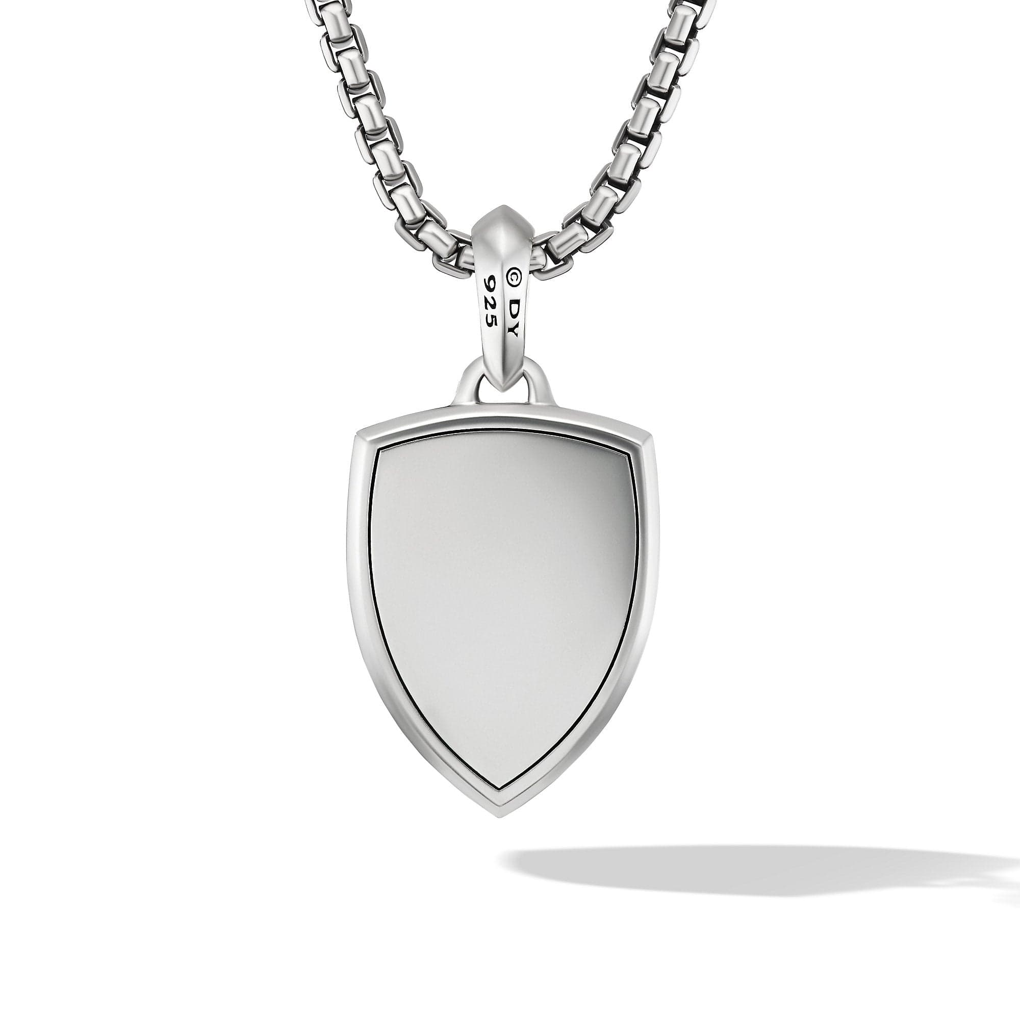 Shield Amulet in Sterling Silver with Black Onyx and Pavé Black Diamonds
