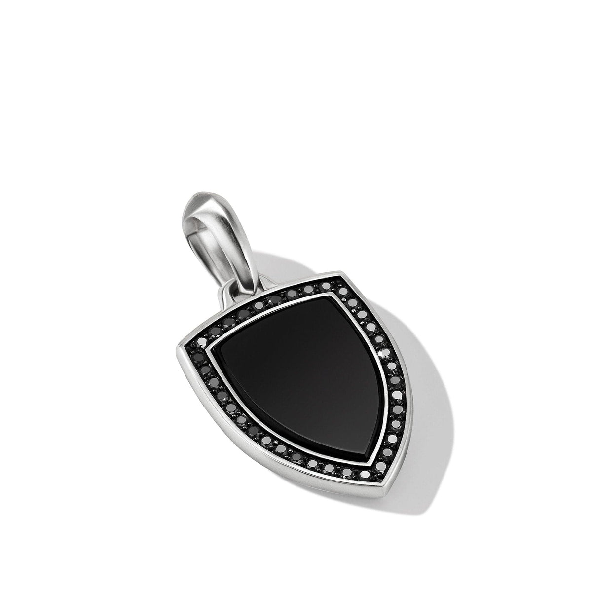 Shield Amulet in Sterling Silver with Black Onyx and Pavé Black Diamonds