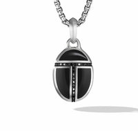 Cairo Amulet in Sterling Silver with Black Onyx and Pavé Black Diamonds