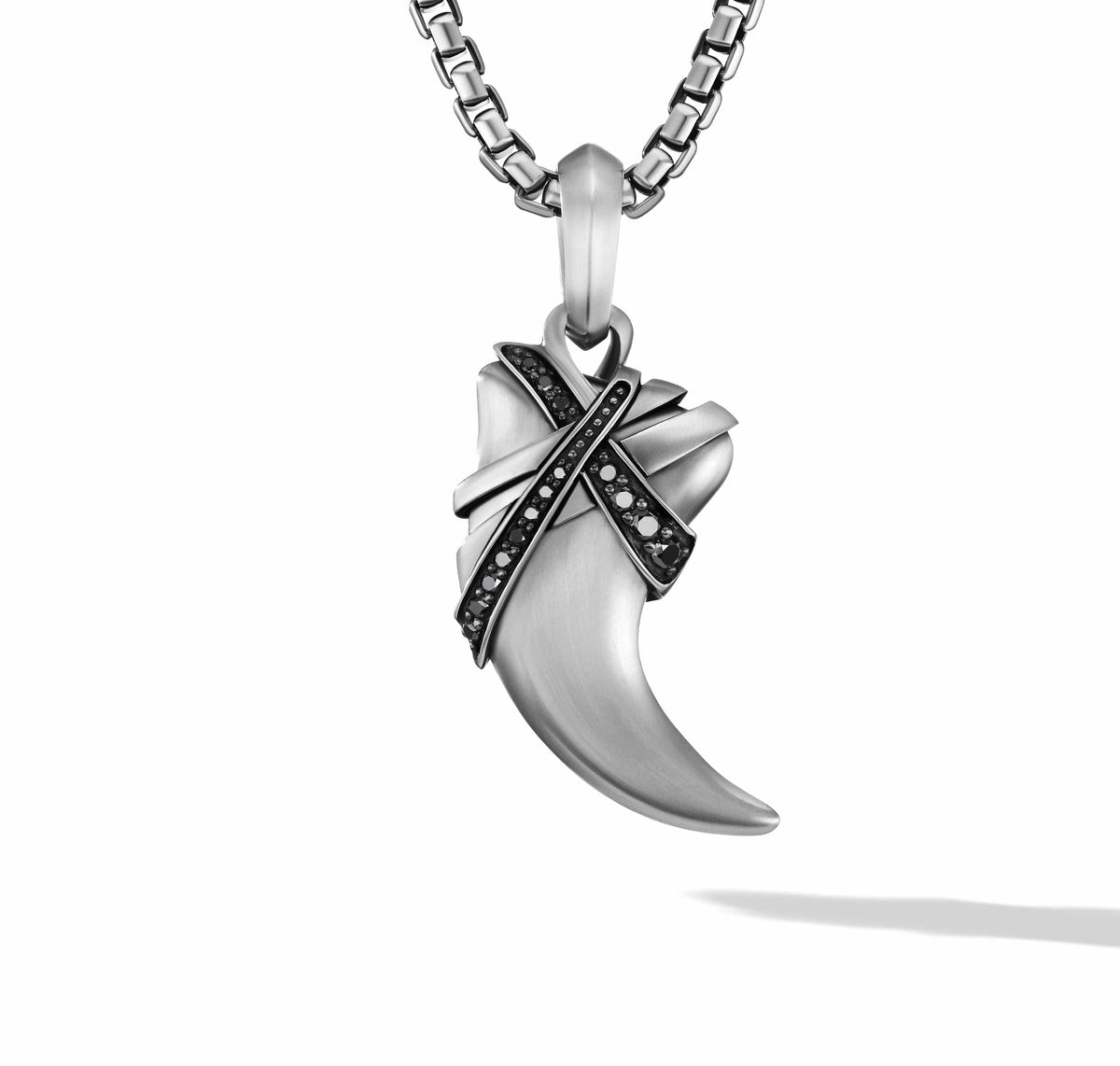 Cairo Wrap Claw Amulet in Sterling Silver with Pavé Black Diamonds