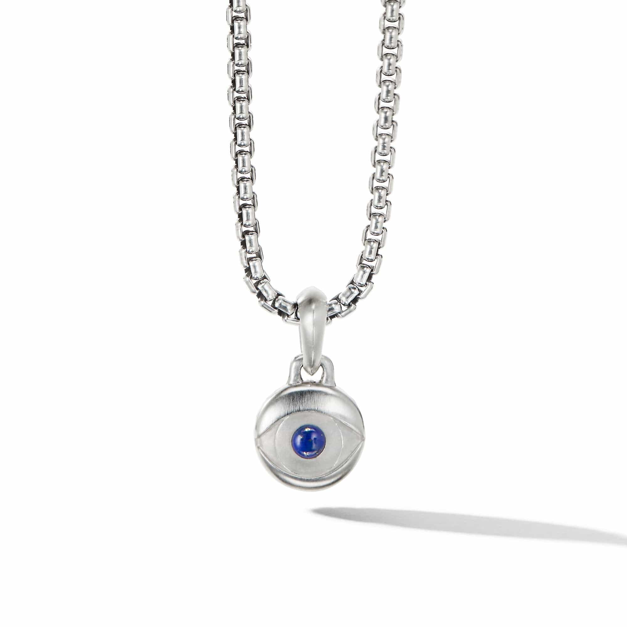 Evil Eye Amulet In Sterling Silver with Lapis