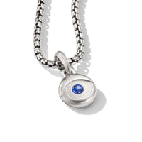 Evil Eye Amulet In Sterling Silver with Lapis