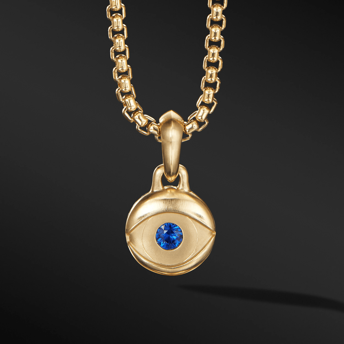 Evil Eye Amulet in 18k Yellow Gold With Blue Sapphire