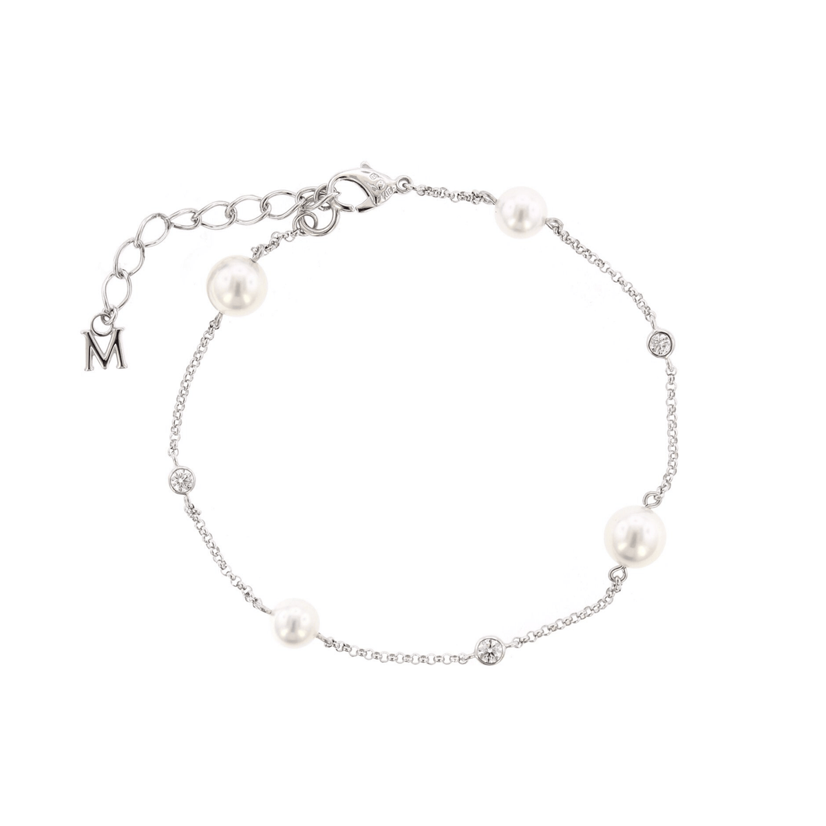 Mikimoto 18K White Gold Diamond and Pearl Bracelet