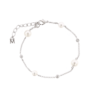 Mikimoto 18K White Gold Diamond and Pearl Bracelet
