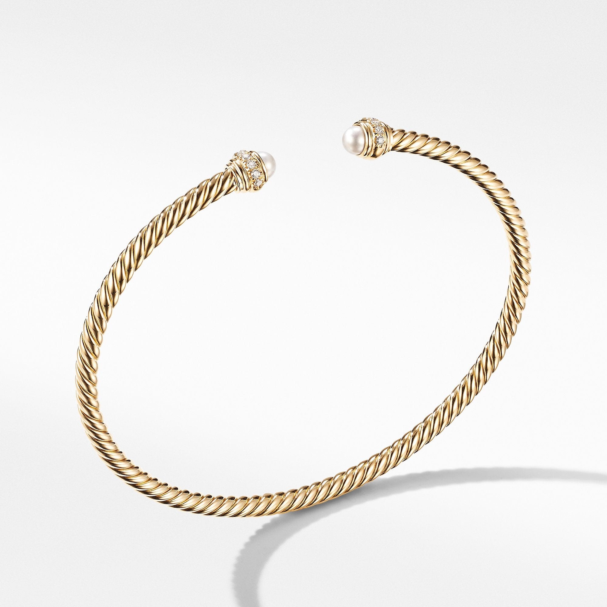 Cable Spira Bracelet in 18K Yellow Gold with Pearls and Diamonds