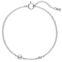 18K White Gold Akoya Pearl and Diamond Bracelet