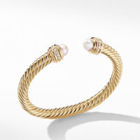Cable Bracelet in 18K Gold with Pearls and Diamonds