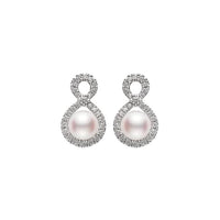 Mikimoto 18K White Gold Pearl Diamond Earrings