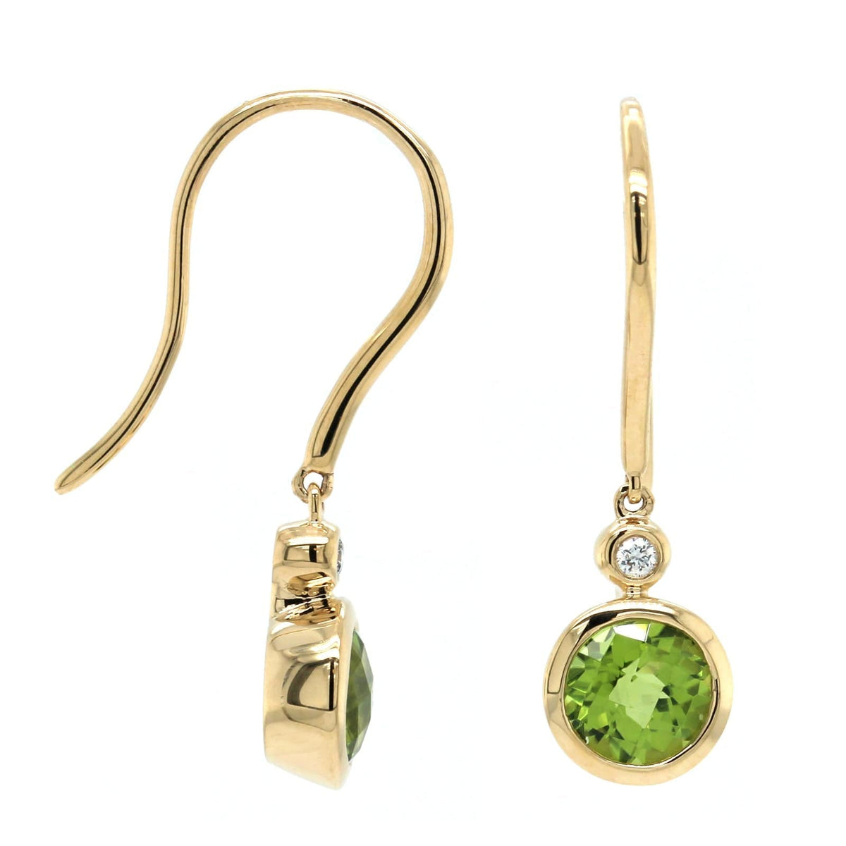 14K Yellow Gold Peridot Drop Earrings, 14k yellow gold, Long's Jewelers