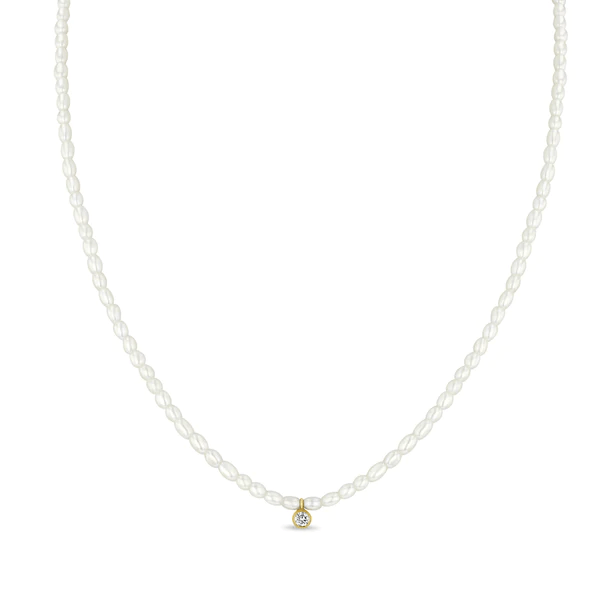 Zoe Chicco 14K Yellow Gold Pearl Bead Diamond Necklace