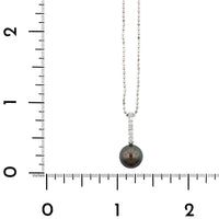 18K White Gold Black South Sea Pearl Diamond Necklace