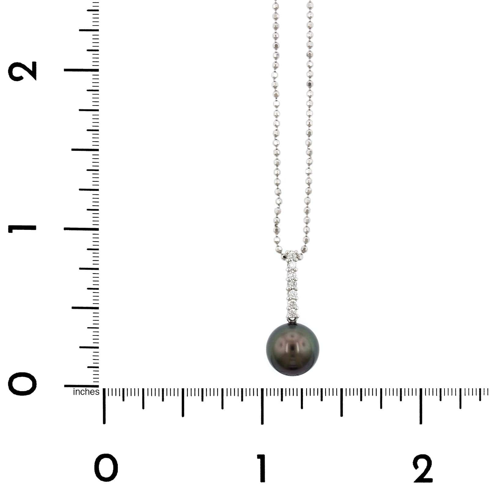 18K White Gold Black South Sea Pearl Diamond Necklace