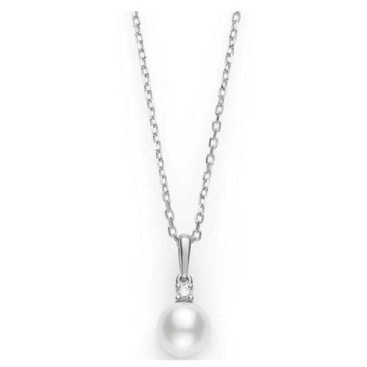 Mikimoto 18K White Gold Pearl Pendant with Diamonds