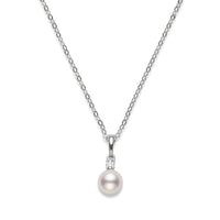 7mm Akoya Cultured Pearl & Diamond Pendant in 18K White Gold
