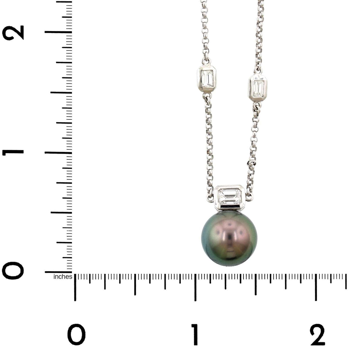 18K White Gold Tahitian Pearl Diamond Necklace