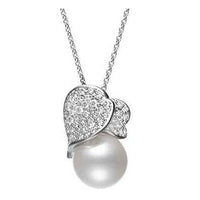 18K White Gold Pearl and Diamond Pendant