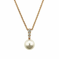 18K Rose Gold White South Sea Pearl and Diamond Necklace