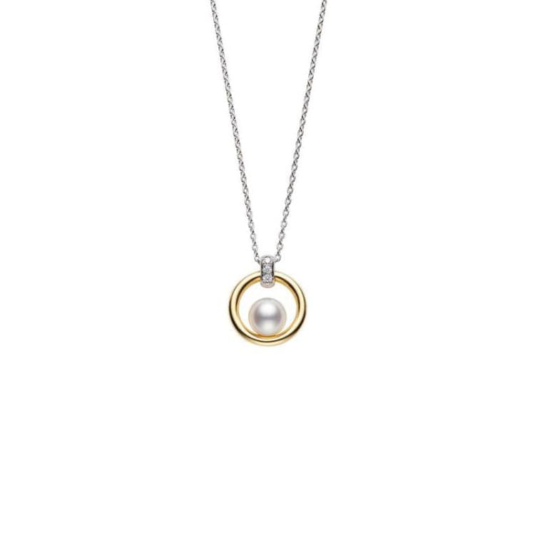 Mikimoto 18K Yellow Gold Pearl Circle Pendant