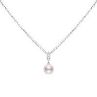 Mikimoto 18K White Gold Pearl Diamond Bail Pendant