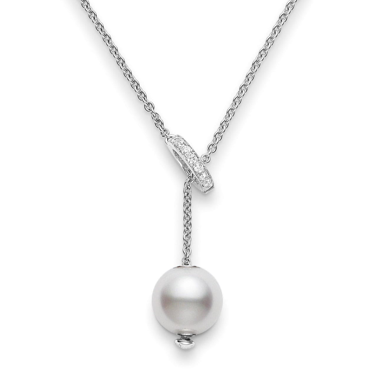 Mikimoto 18K White Gold White South Sea Pearl and Diamond Necklace