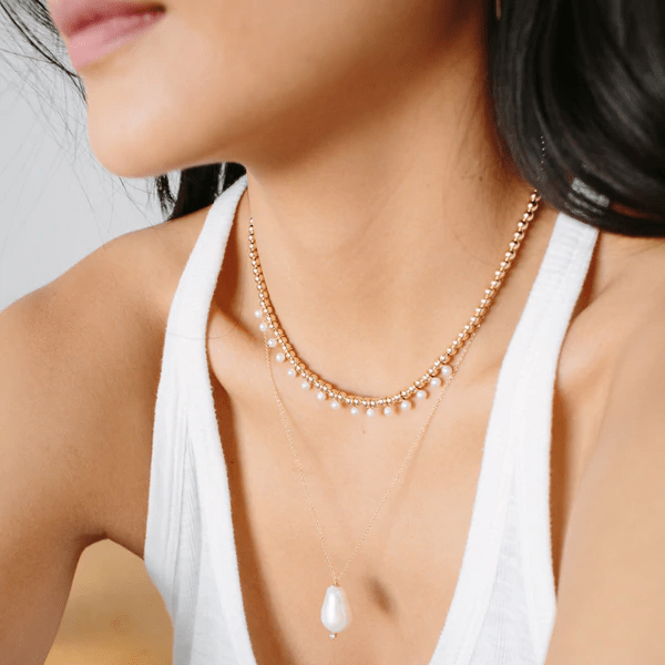 14K Yellow Gold Freshwater Cultured Baroque Pearl Necklace
