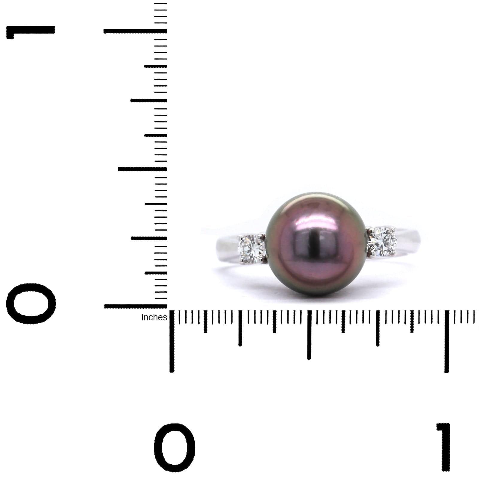18K White Gold Tahitian Pearl Diamond Ring