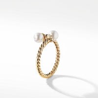 Petite Solari Bypass Ring with Cultured Pearl and Diamonds in 18K Yellow Gold