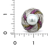 18K White Gold White South Sea Pearl Diamond Ring