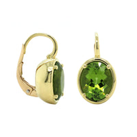 18K Yellow Gold Oval Peridot Earrings, 18k yellow gold, Long's Jewelers