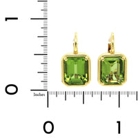 18K Yellow Gold Emerald Cut Peridot Drop Earrings