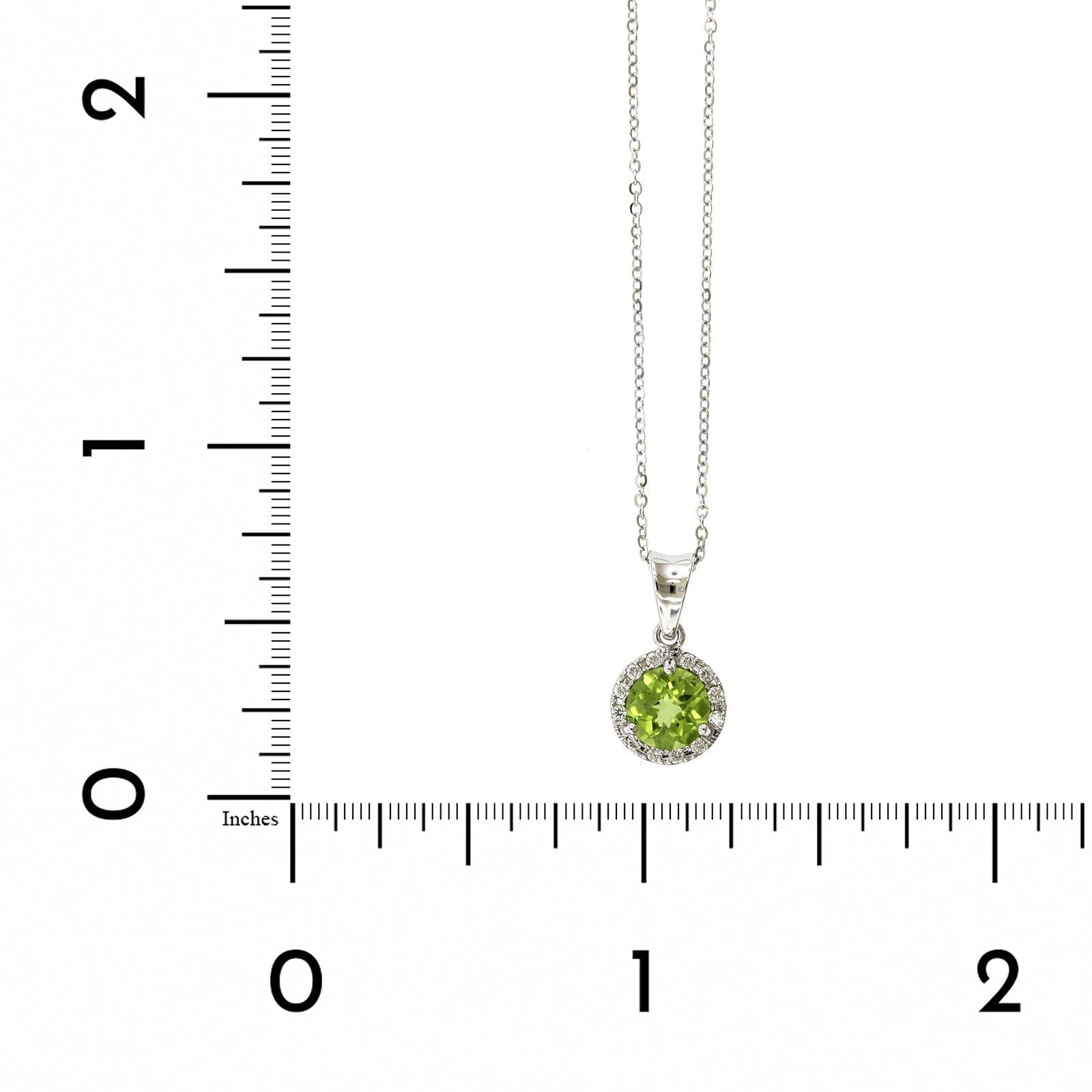 14K White Gold Round Peridot Diamond Halo Necklace
