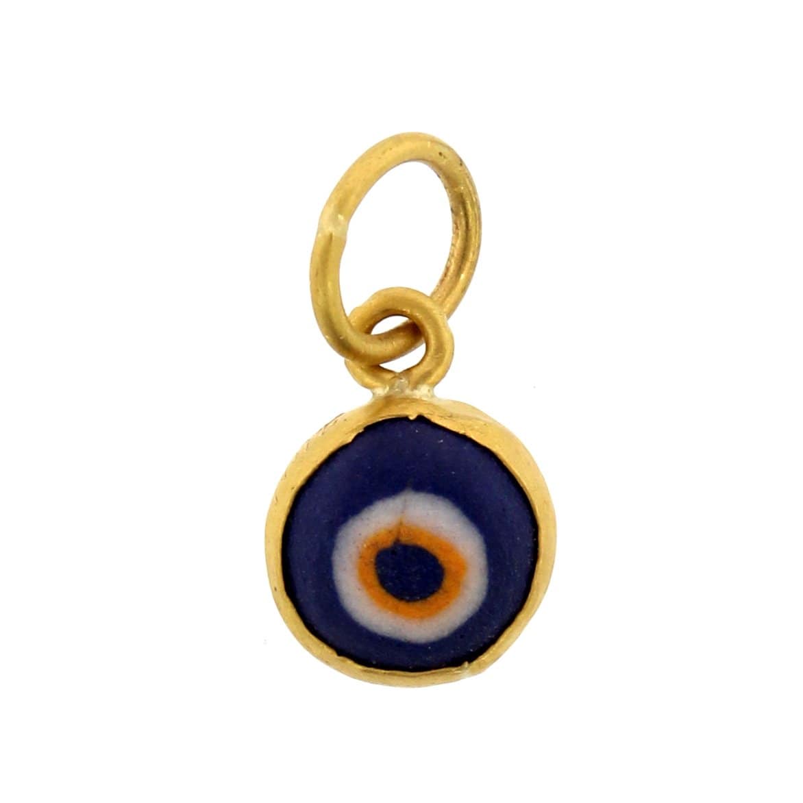24K Yellow Gold Quartz Evil Eye Charm