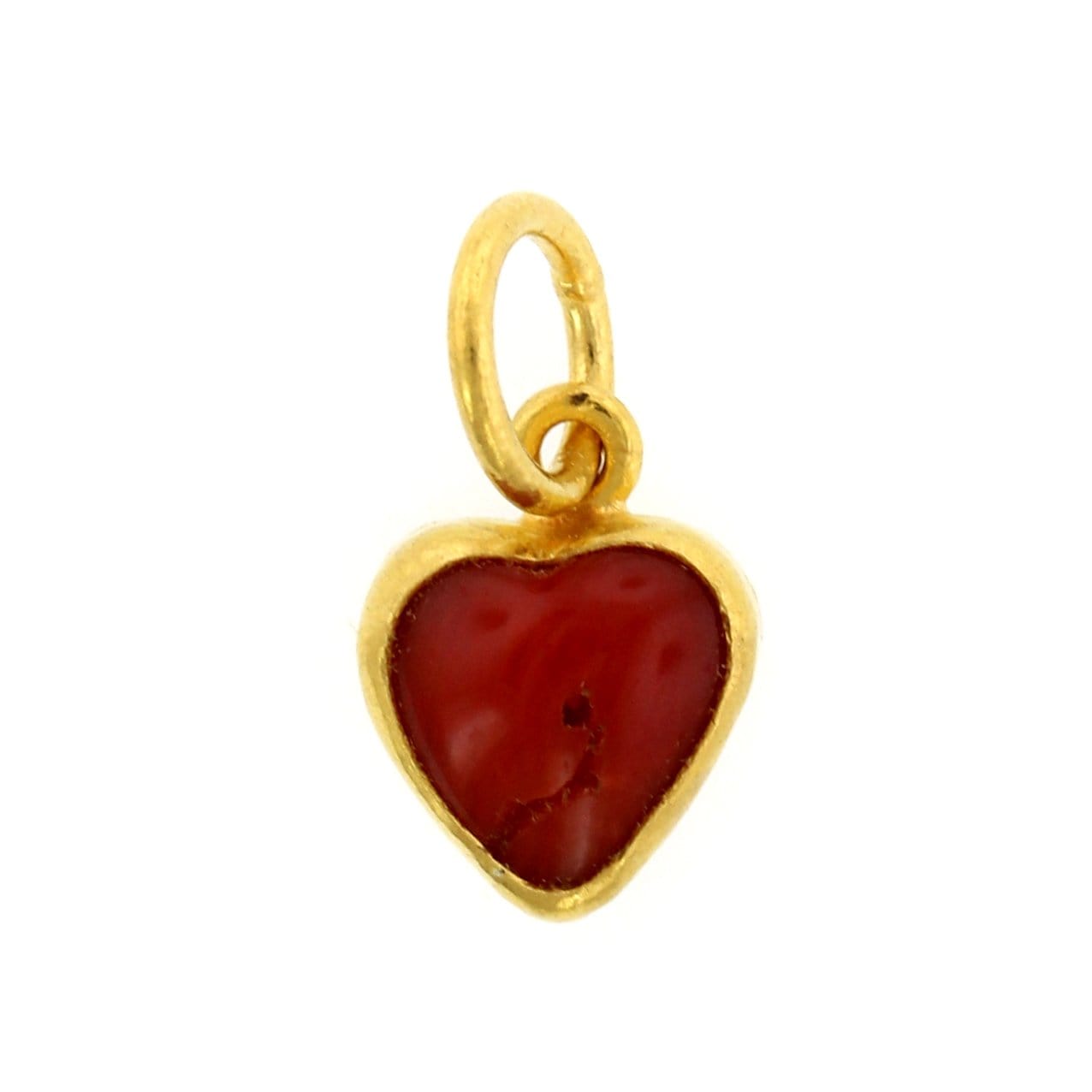 24K Yellow Gold Coral Heart Charm